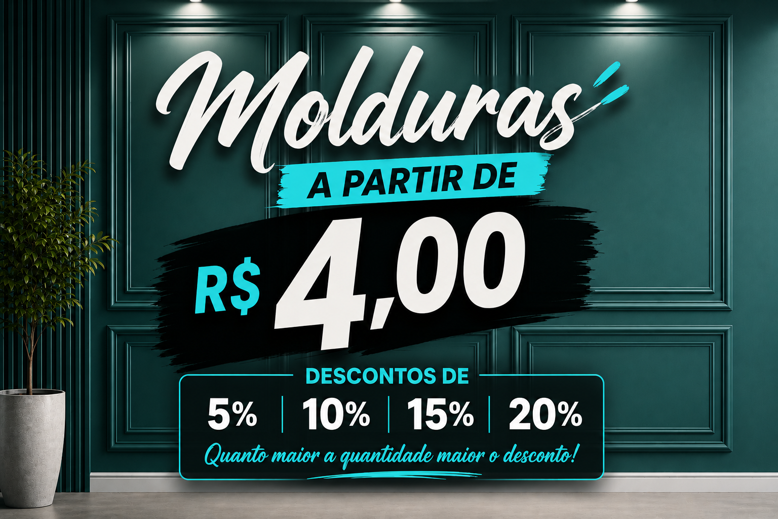 Molduras a partir de quatro reais e descontos progressivos