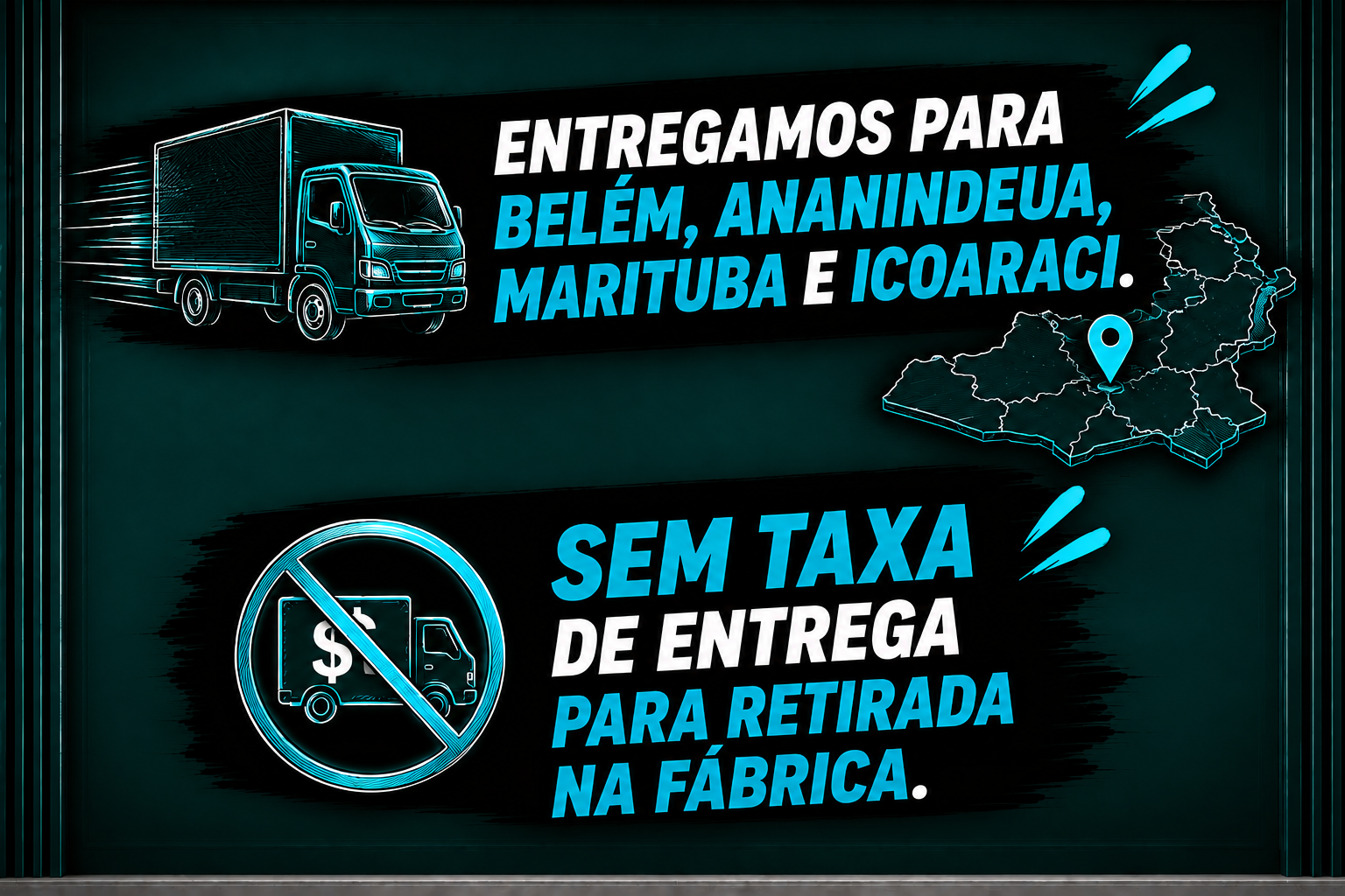 Entrega regional e retirada sem taxa na fábrica